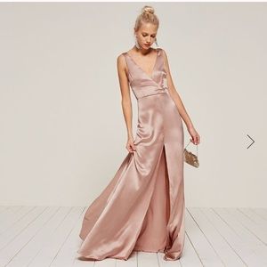 Reformation Eliana Satin Blush Gown